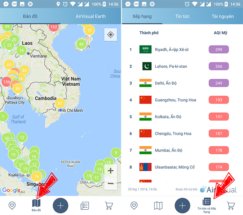 ứng dụng đo độ ô nhiễm