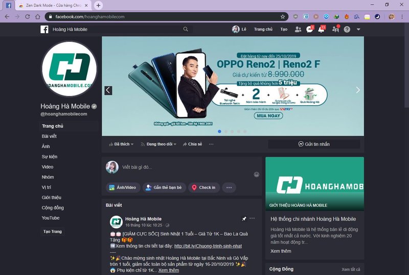 giao diện tối cho Facebook