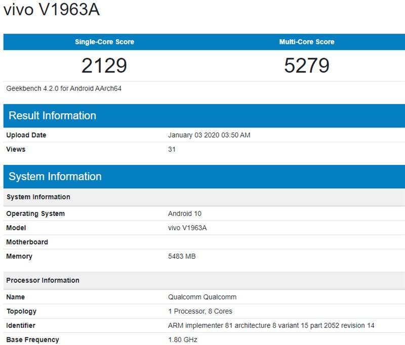 smartphone vivo chip snapdragon 765G
