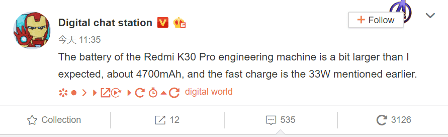 thiết kế màn hình Redmi K30 Pro