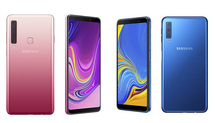 Galaxy-A9-2018-Pink-Galaxy-A7-2018-Blau