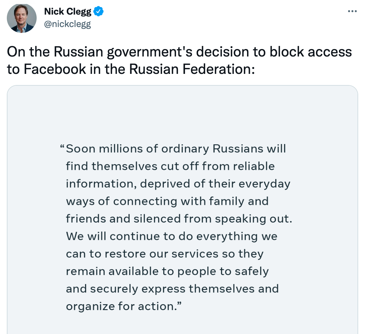 Nga ngừng sử dụng Facebook