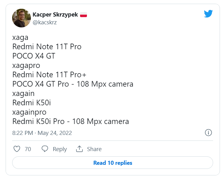 Redmi Note 11T Pro & 11T Pro Plus có thể được đổi tên thành POCO X4 GT & X4 GT Pro