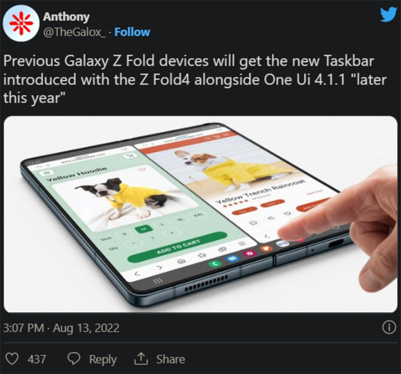 taskbar của Galaxy Z Fold 4