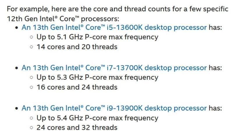 Thông số kỹ thuật của bộ xử lý Intel thế hệ thứ 13 vô tình được tiết lộ