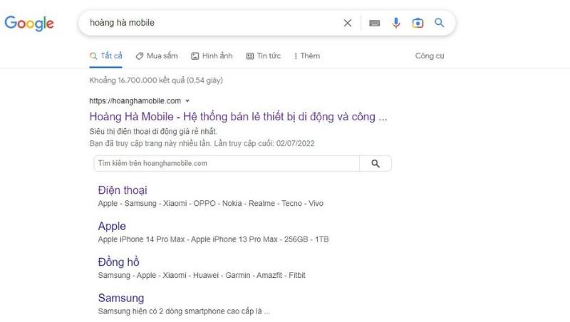 tìm kiếm trên Google