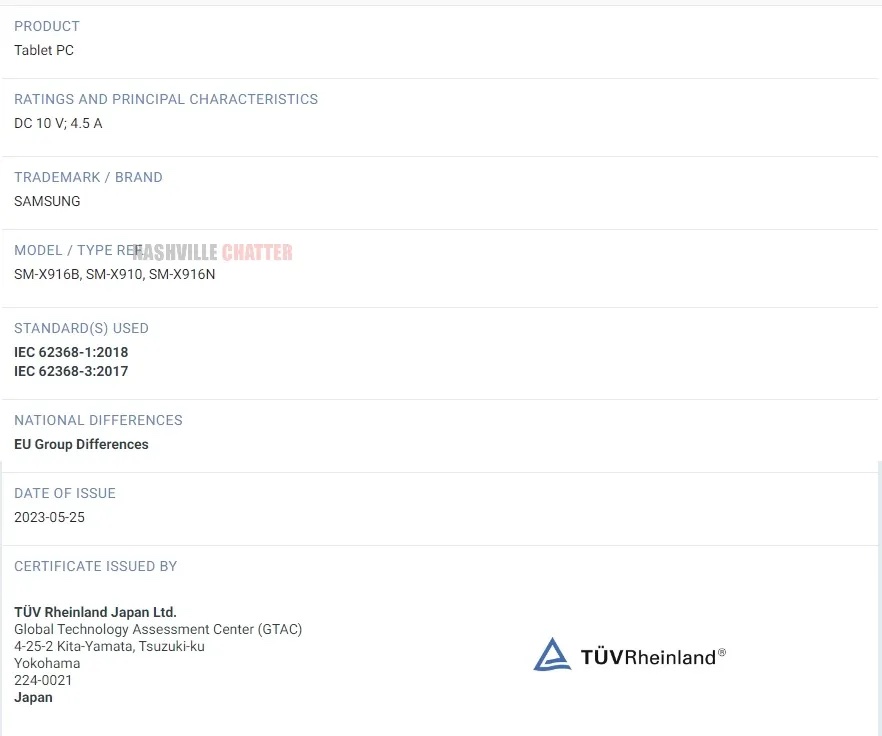Thông tin về Galaxy Tab S9