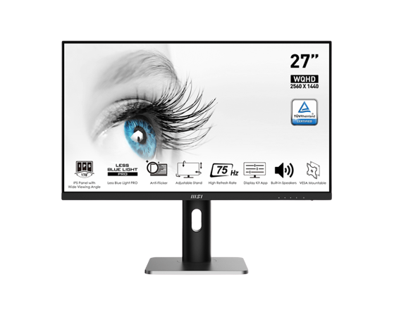 Màn hình MSI PRO MP273QP (27 inch/WQHD/IPS/1ms/350 nits/75Hz/2HDMI+DP/Loa) - Chính hãng