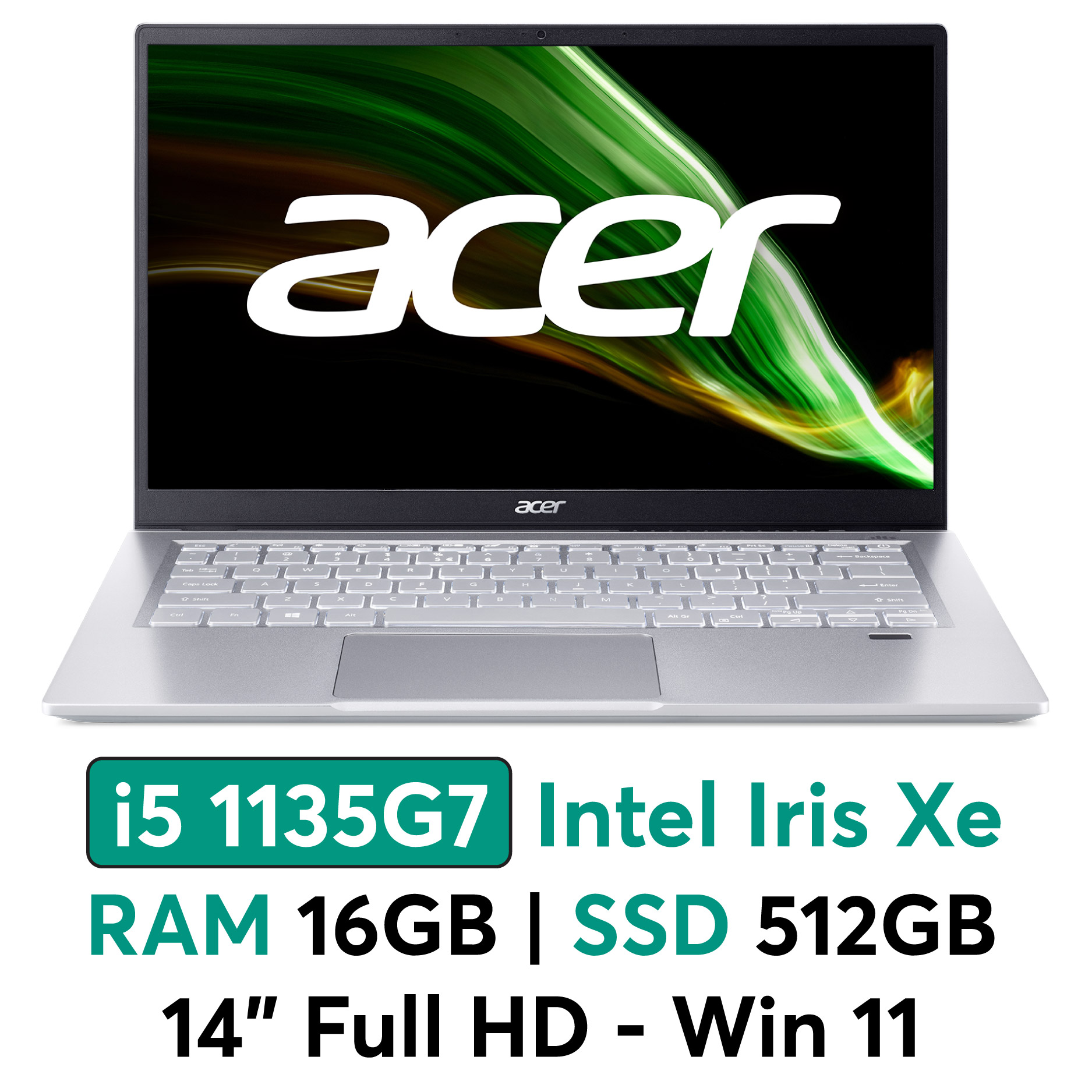 Acer Swift 3 SF314-511-5619 Intel® Core™ i5 i5-1135G7 Ordinateur portable 35,6 cm (14) Full HD 16 Go LPDDR4x-SDRAM 512 Go SSD W