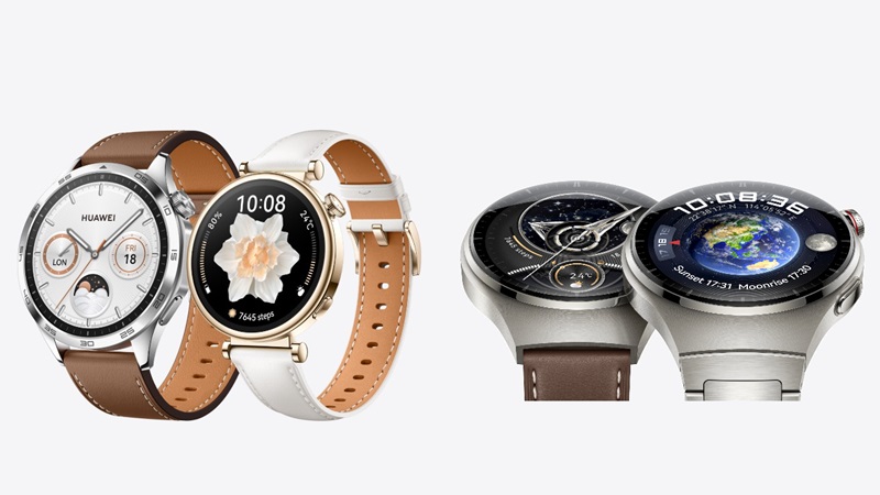 Thiết kế và hiển thị giữa Huawei Watch GT 4 và Watch 4 có sự khác biệt