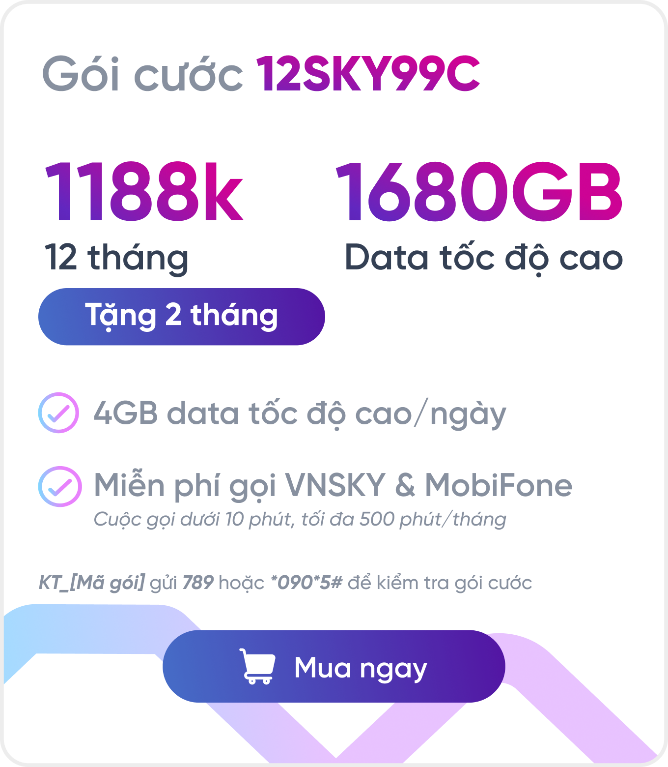 Sim thẻ SIM VNSKY - Bộ KIT 12SKY99C