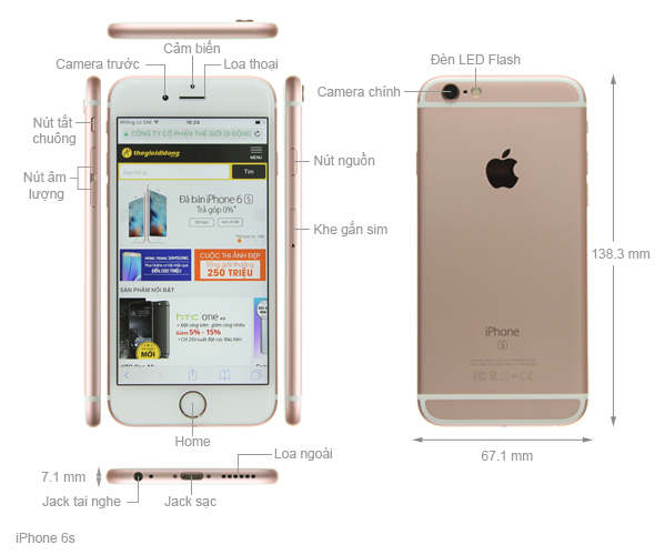 iPhone 6s phiên bản bộ nhớ 16GB