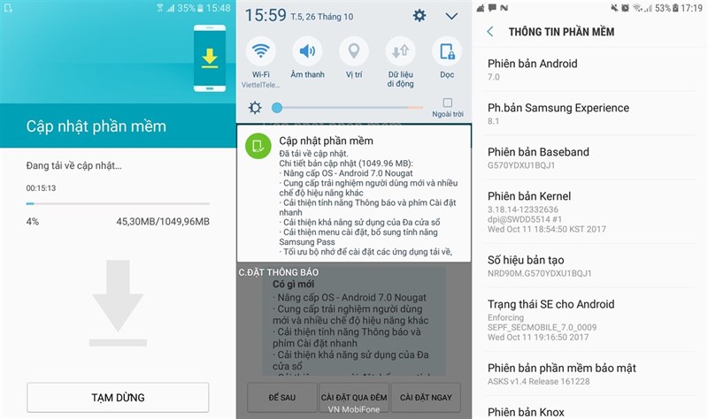 Cập nhật Android 7.0 cho J5 prime