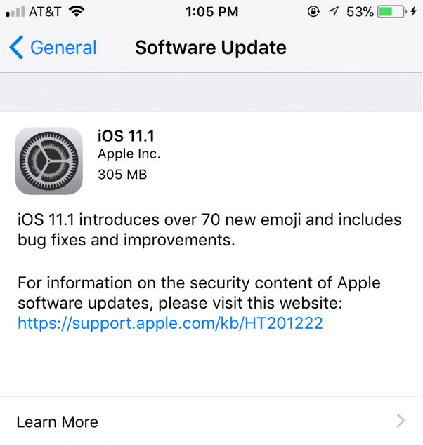 cập nhật iOS 11.1 chính thức