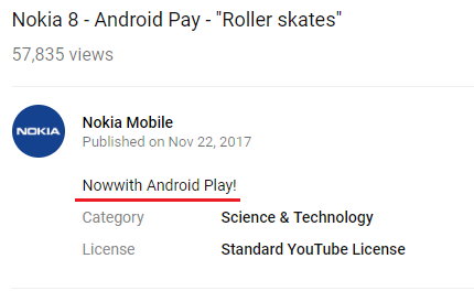 Android Pay trên Nokia 8