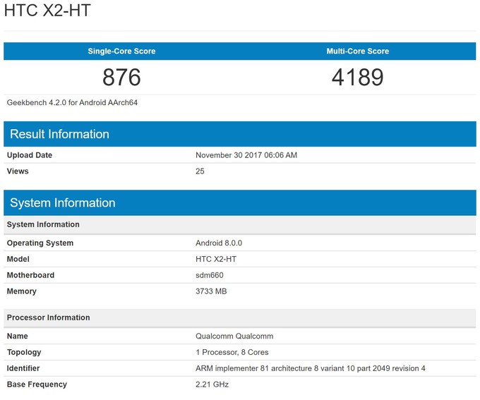 lộ diện cấu hình HTC U Play 2