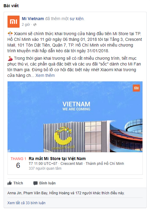 khai trương Mi Store