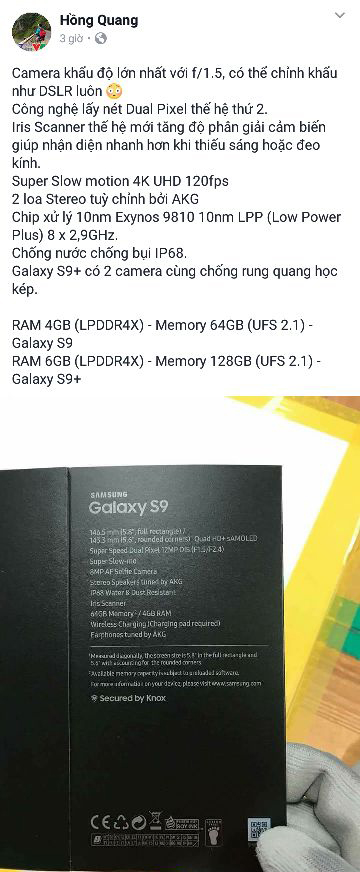 Hộp đựng Galaxy S9