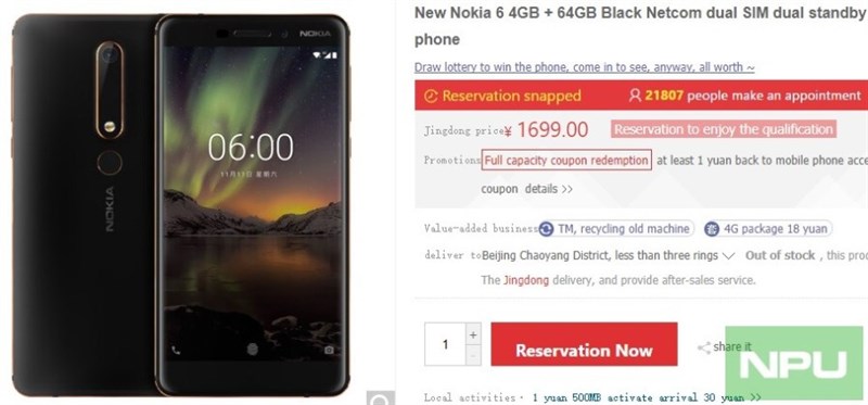 Đặt hàng Nokia 6 2018