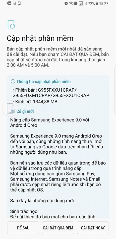 HOT: Galaxy S8 tại Việt Nam chính thức được cập nhật Android 8.0, mời bạn tải về
