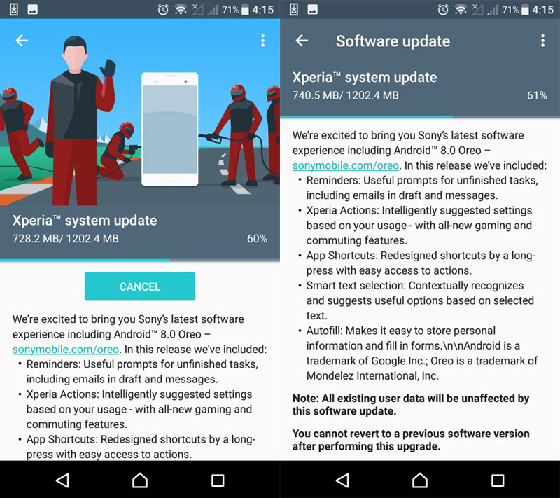 cập nhật Android 8.0 cho Xperia X
