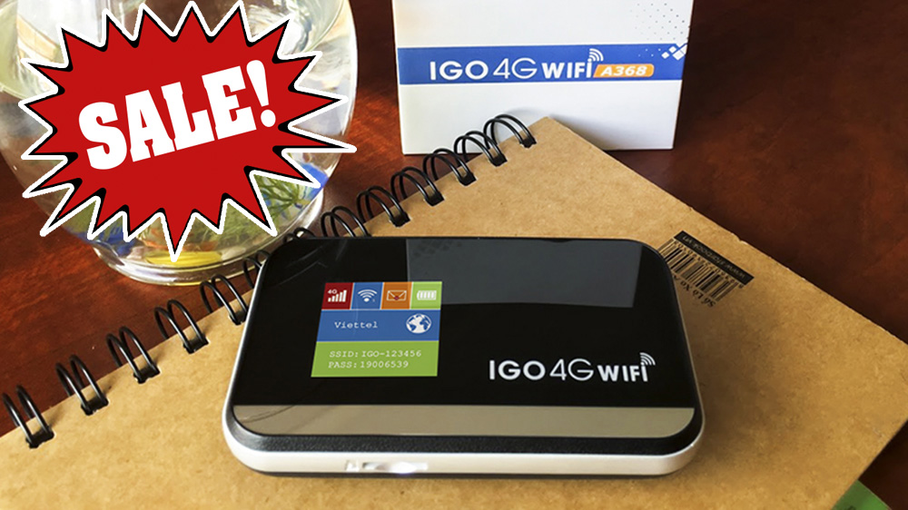 Thiết bị phát WIFI IGO A368: Giảm sốc chỉ còn 1.35 triệu đồng, tặng thêm SIM Viettel hoặc Vietnamobile
