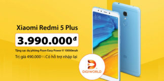 Xiaomi Redmi 5 Plus chính hãng “cập bến” giá 3.99 triệu đồng tặng Sạc dự phòng Pisen 10.000 mAh