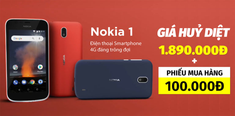 Nokia 1 cập bến Hoàng Hà Mobile với giá hủy diệt chỉ từ 1.89 triệu đồng, tặng thêm phiếu mua hàng
