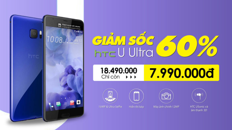 HTC U Ultra sập giá kinh hoàng tới 60% chỉ còn 7.99 triệu đồng, trả góp 0%. MUA NGAY!