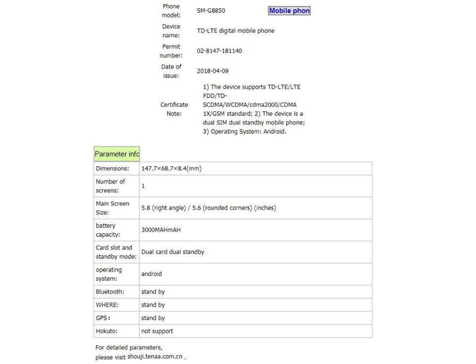 samsung-sm-g8850-lo-dien-tren-tenaa-mot-phien-ban-khac-cua