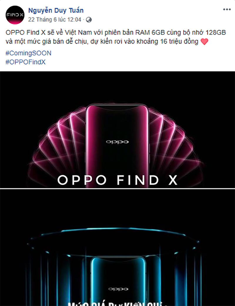 Mở bán OPPO Find X tại Việt Nam