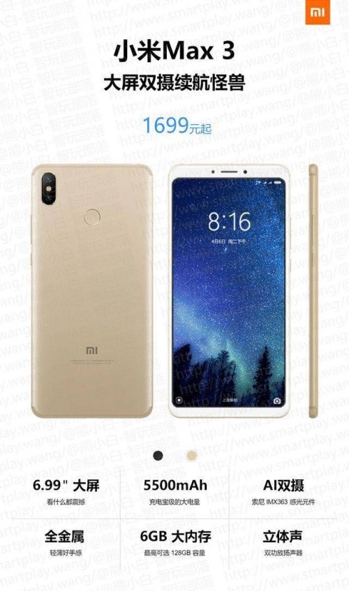 Giá bán Xiaomi Mi Max 3