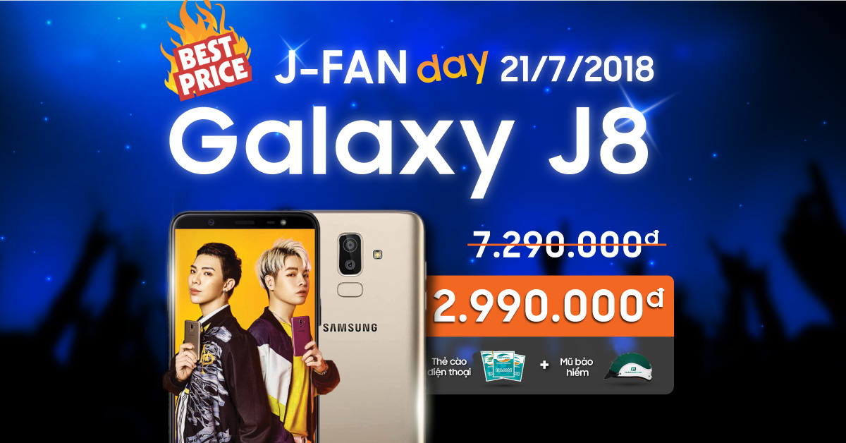 Mời tham gia ngày hội J-Fan Day, cơ hội trải nghiệm Galaxy J8, bốc thăm trúng thưởng tới gần 10 triệu đồng