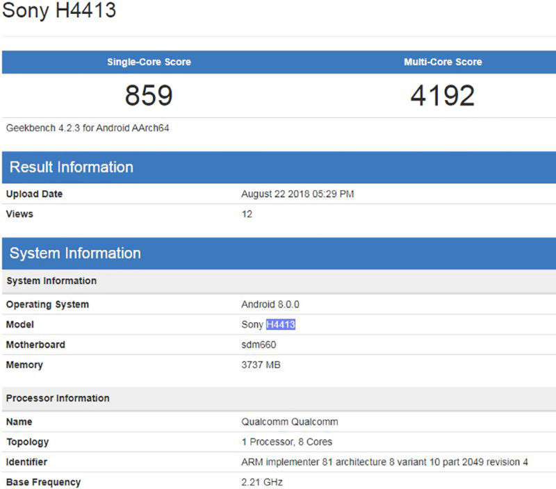 Cấu  hình Xperia XA3