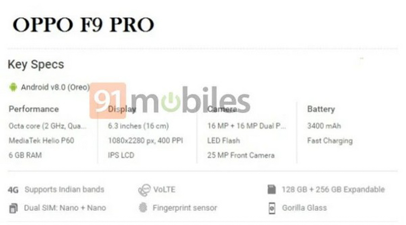 OPPO F9 lộ cấu hình