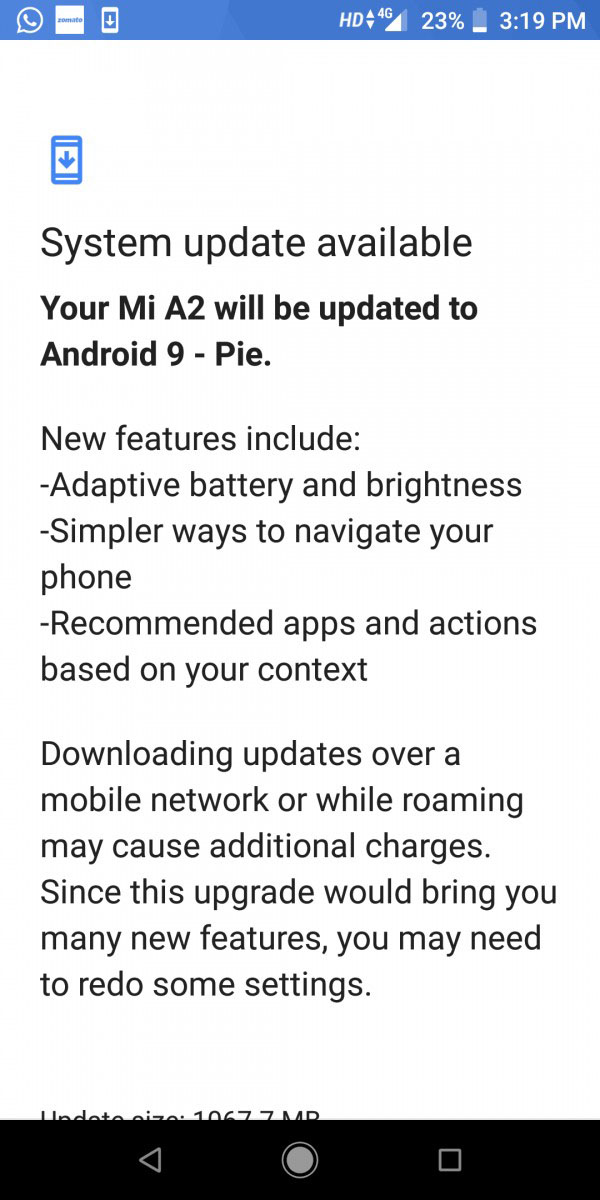 Cập nhật Android 9 cho Mi A2