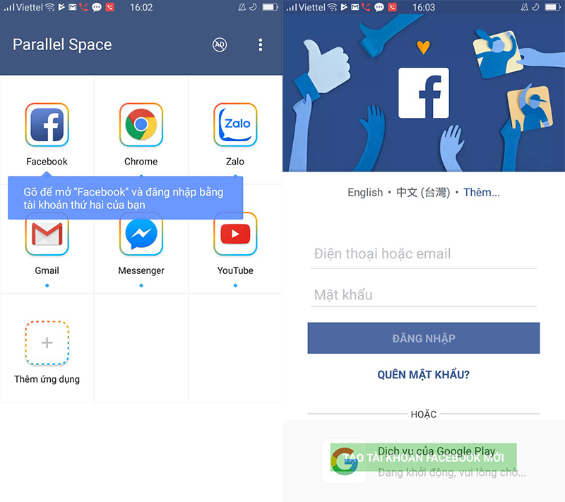 Đăng nhập 2 Facebook cùng lúc