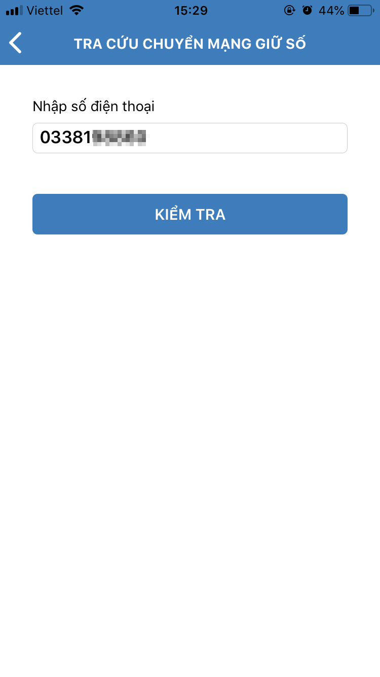 Kiểm tra SIM chuyển mạng giữ số