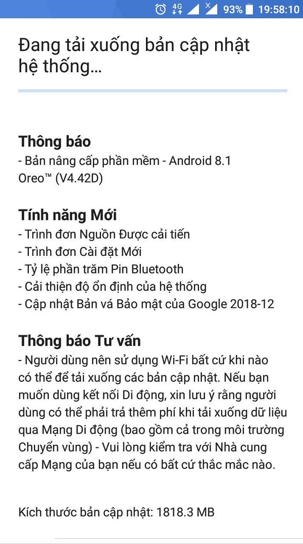 Cập nhật Android 8.1 cho Nokia 3