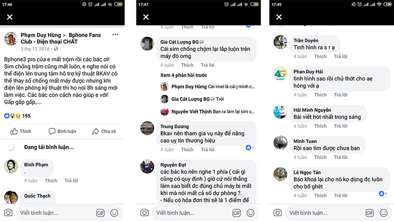 Tìm Bphone 3 bị mất