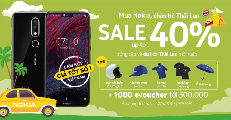Chào hè Nokia, sập giá tới 38%, trúng chuyến du lịch Thái Lan mỗi tuần