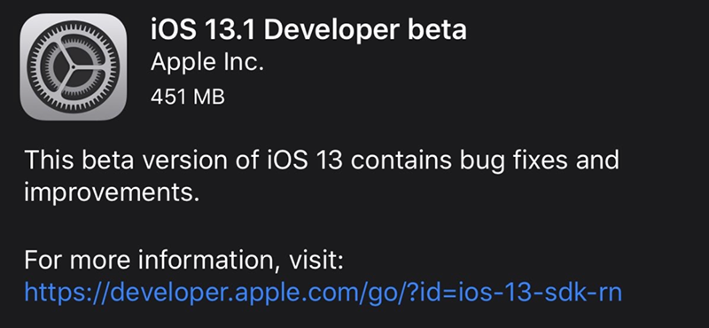 iOS 13.1 phiên bản beta