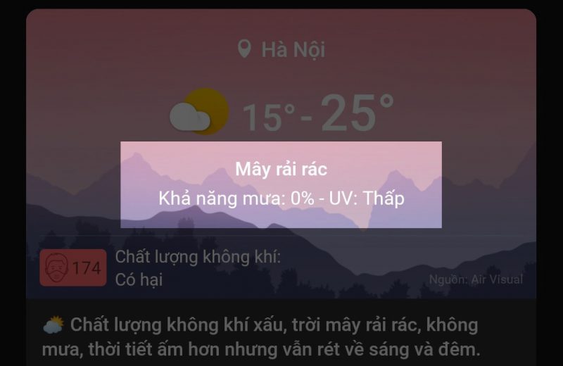 độ ô nhiễm không khí