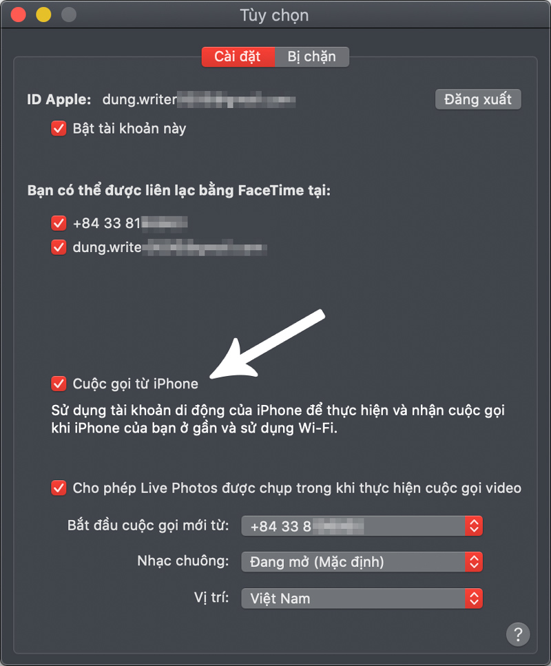 Cách tắt đồng bộ cuộc gọi trên iPhone với iPhone, iPad và MacBook