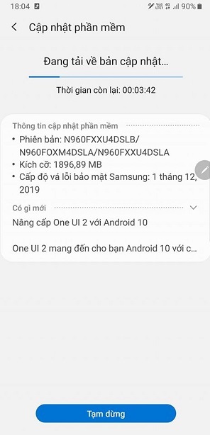 Galaxy Note9 cập nhật Android 10