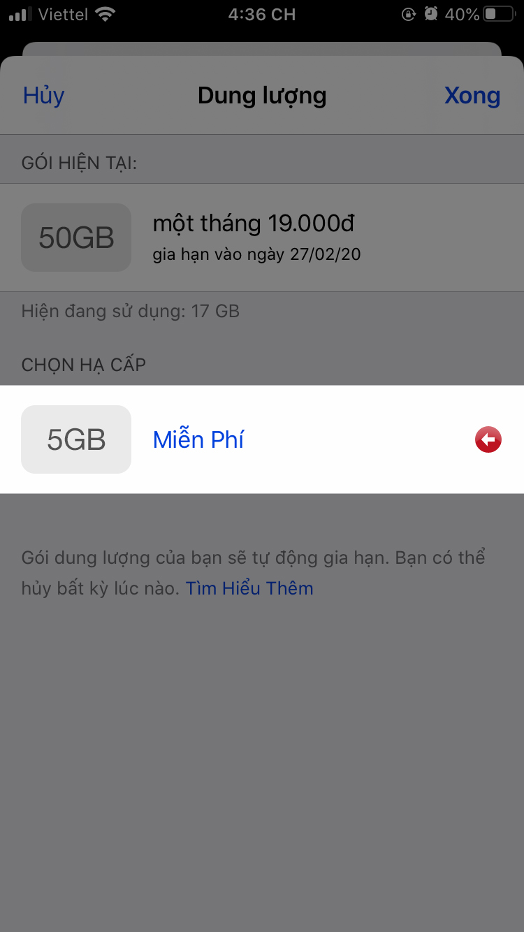 Cách huỷ gia hạn dung lượng iCloud trên iPhone, iPad, Mac