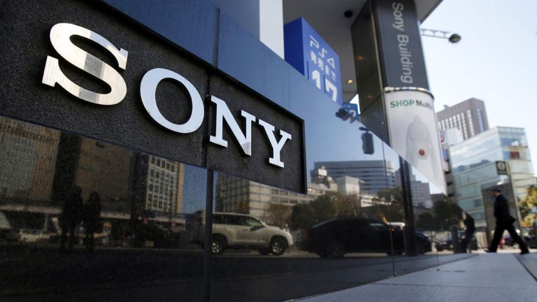 A logo of Sony Corp is seen outside its showroom in Tokyo