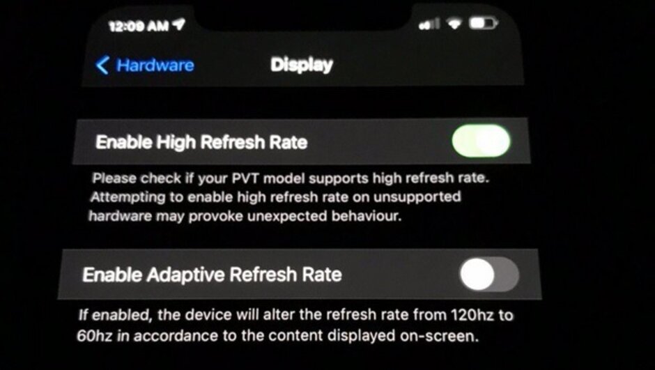  Apple thử nghiệm màn hình 120Hz 