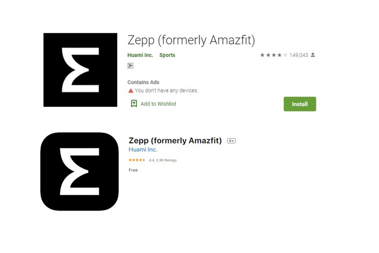App Amazfit đổi tên thành Zepp