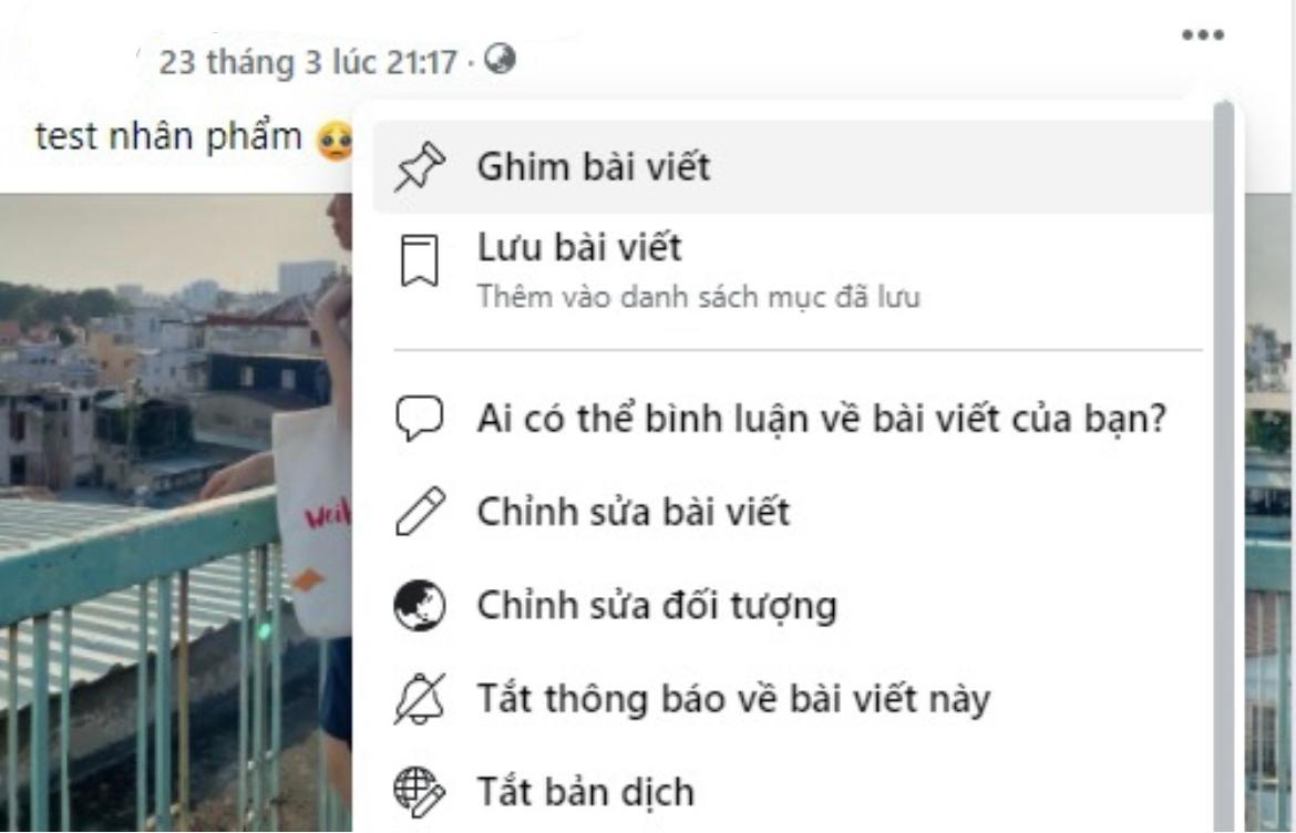 tính năng ghim bài viết